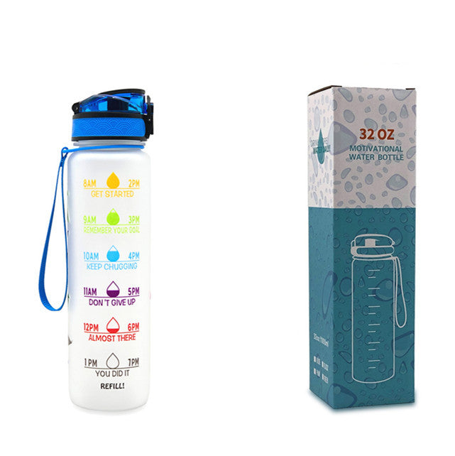 Hydrate Hourly Motivational Water Bottle - 1L Leakproof Tritan Bottle with Time Markers & Bounce Cover