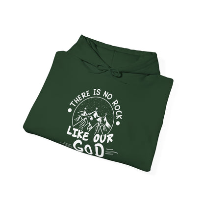 Christian Unisex Hooded Sweatshirt - There Is No Rock Like Our God Design