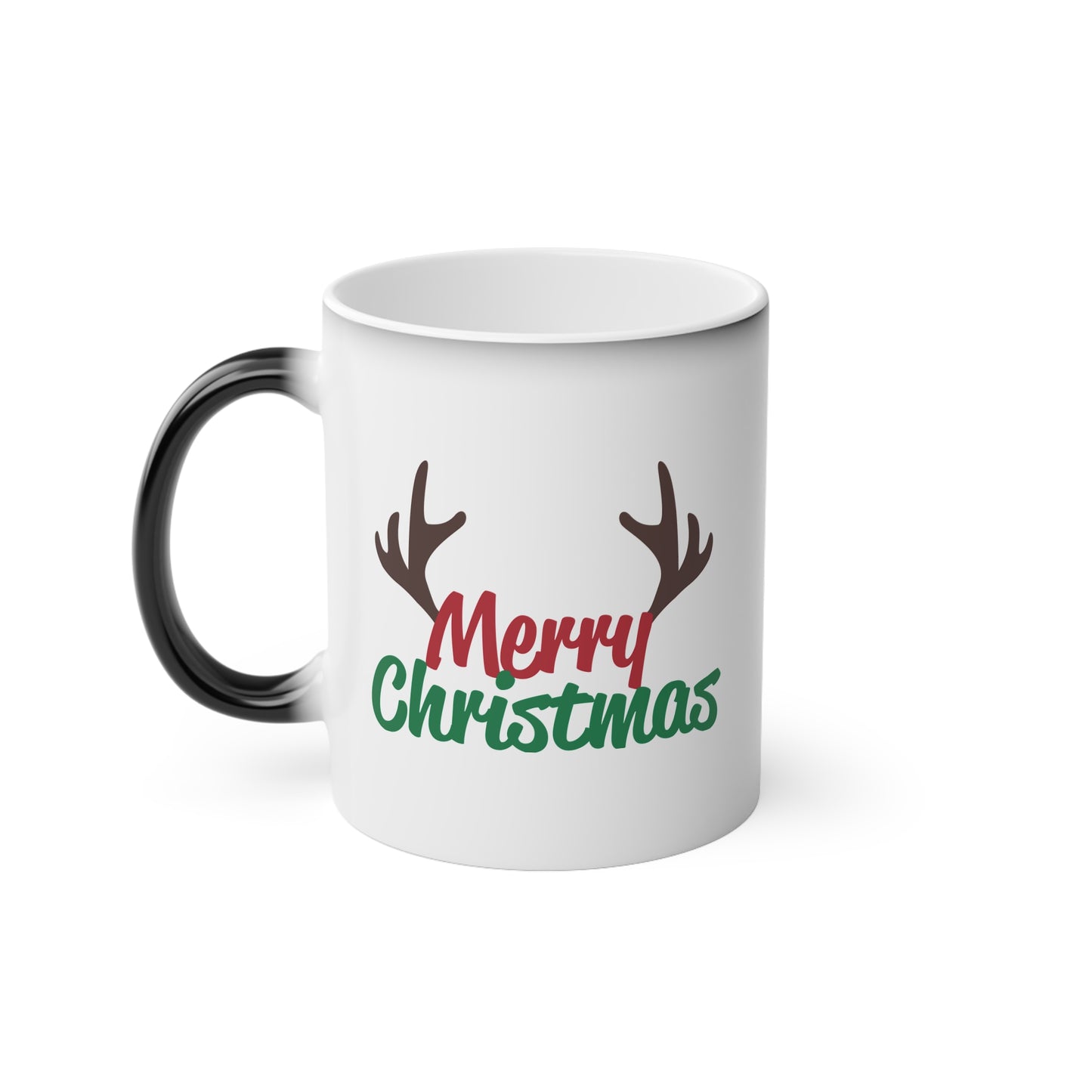 Christmas Color Changing Mug - Merry Christmas Reindeer Antlers Design