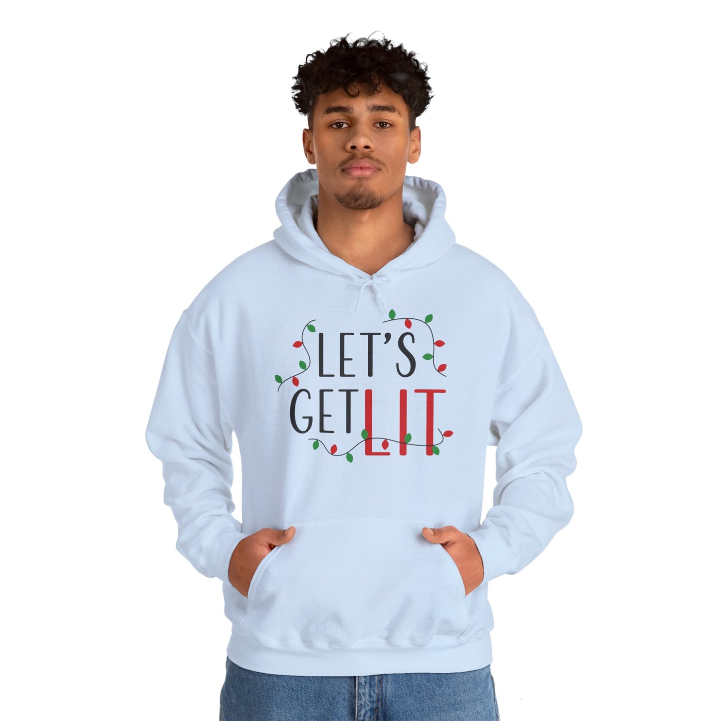 Christmas Unisex Hooded Sweatshirt - Let's Get Lit Design