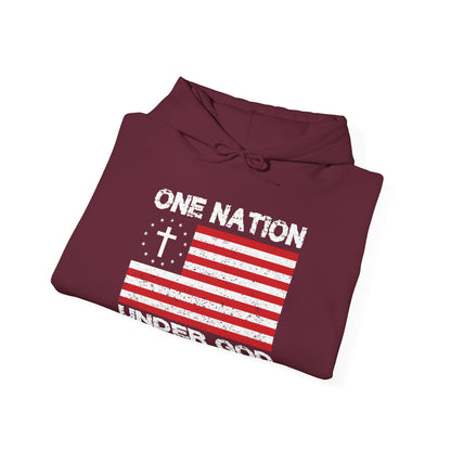 Christian Unisex Hooded Sweatshirt - One Nation Under God Design