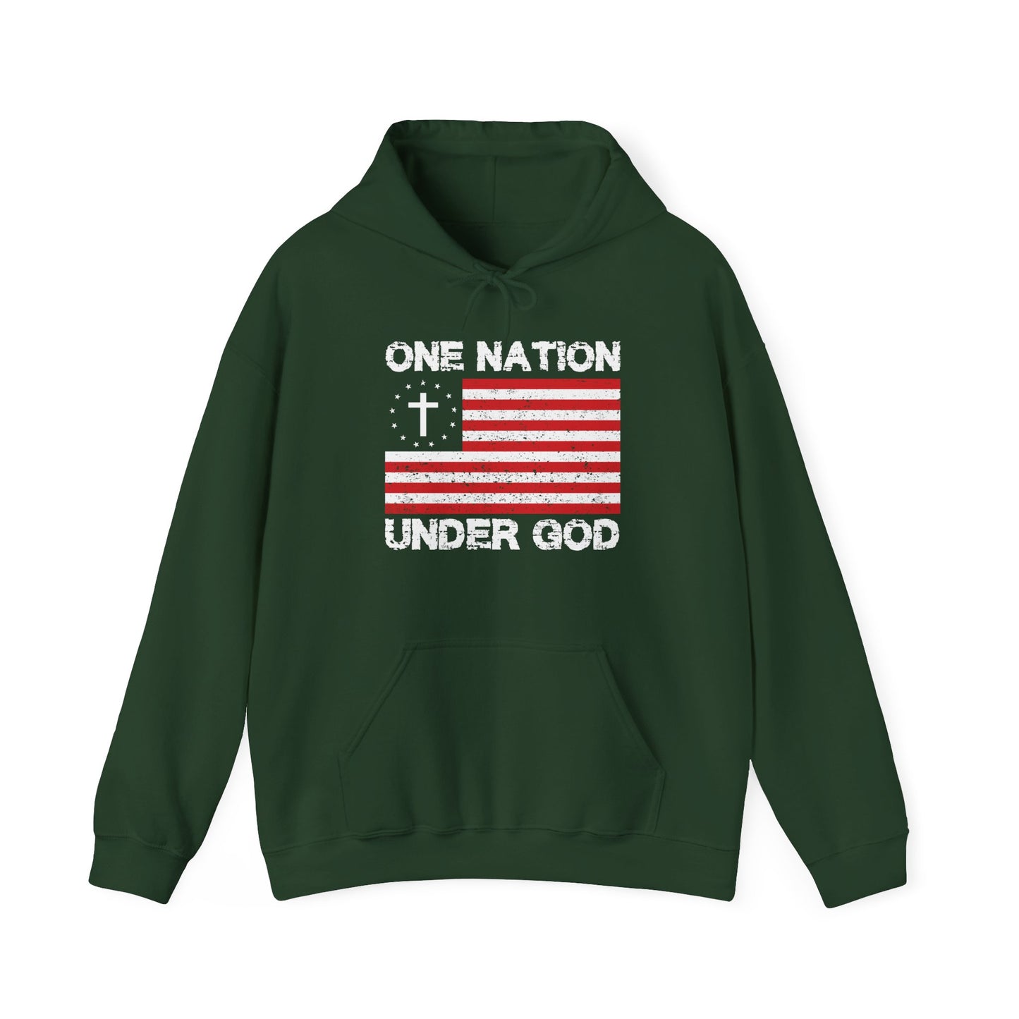 Christian Unisex Hooded Sweatshirt - One Nation Under God Design