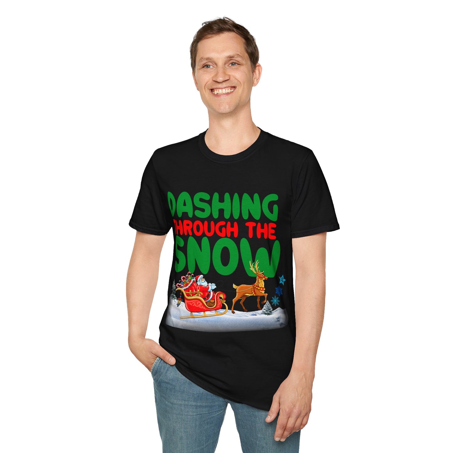 Christmas Unisex T-Shirt - Dashing Through the Snow Design