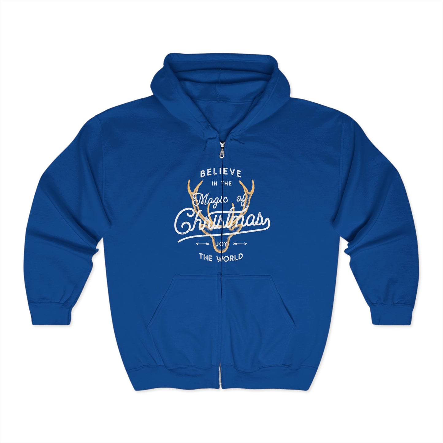 Christmas Unisex Full Zip Hooded Sweatshirt - Believe In The Magic Of Christmas Design