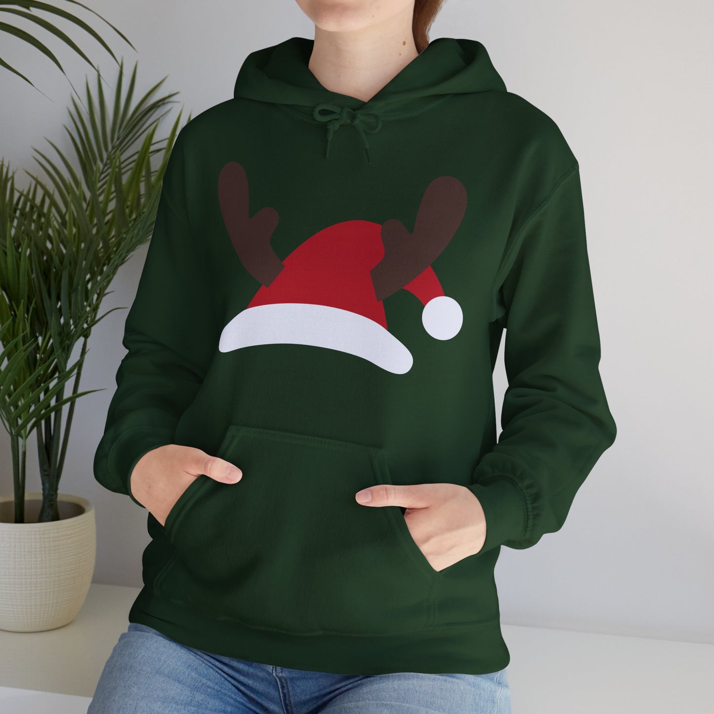 Christmas Unisex Hooded Sweatshirt - Santa's Hat Design