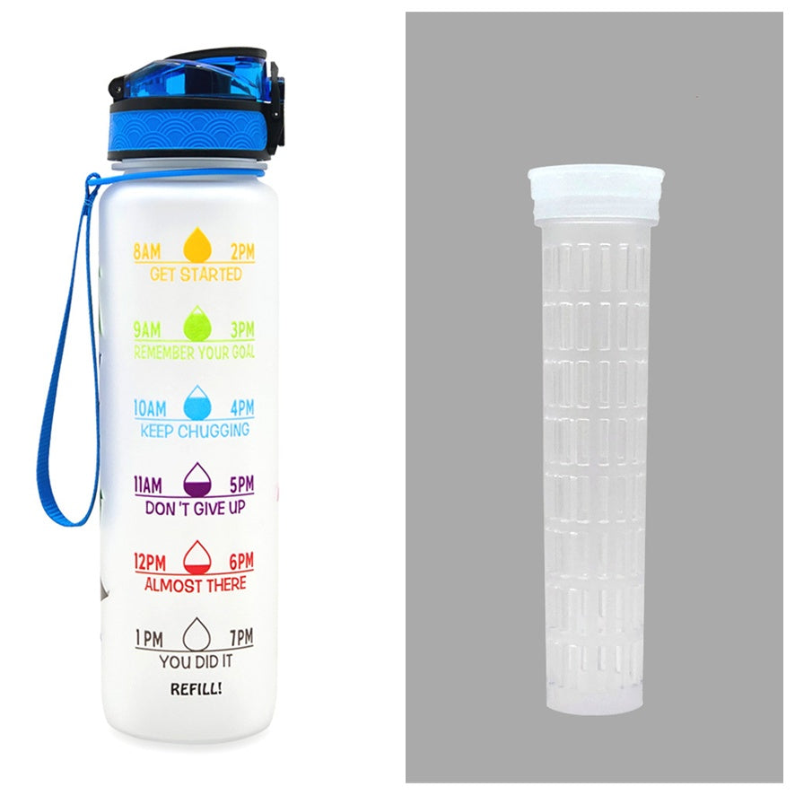 Hydrate Hourly Motivational Water Bottle - 1L Leakproof Tritan Bottle with Time Markers & Bounce Cover