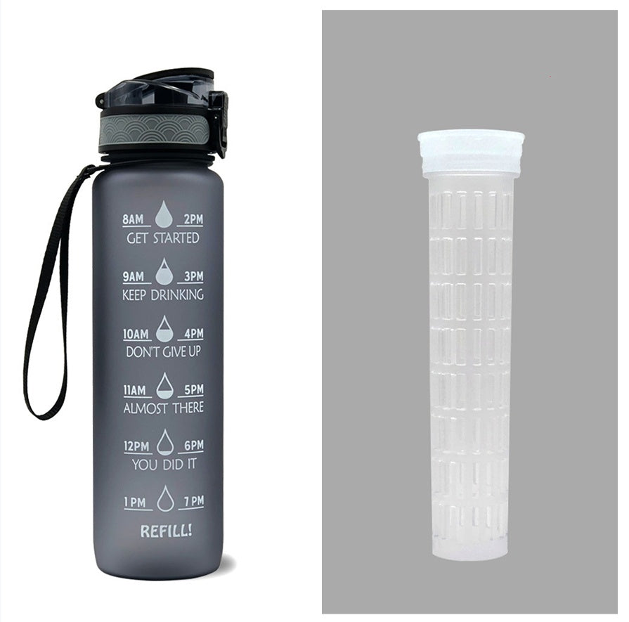 Hydrate Hourly Motivational Water Bottle - 1L Leakproof Tritan Bottle with Time Markers & Bounce Cover