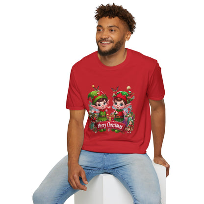 Christmas Unisex T-Shirt - Twin Xmas Elves Design