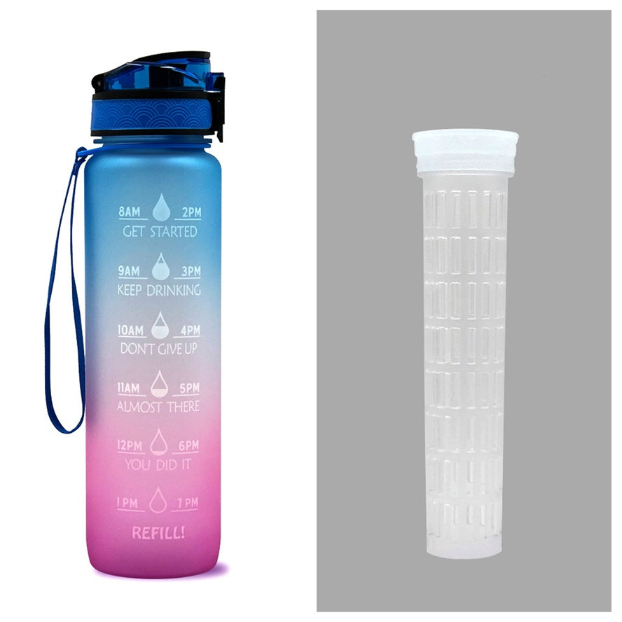 Hydrate Hourly Motivational Water Bottle - 1L Leakproof Tritan Bottle with Time Markers & Bounce Cover