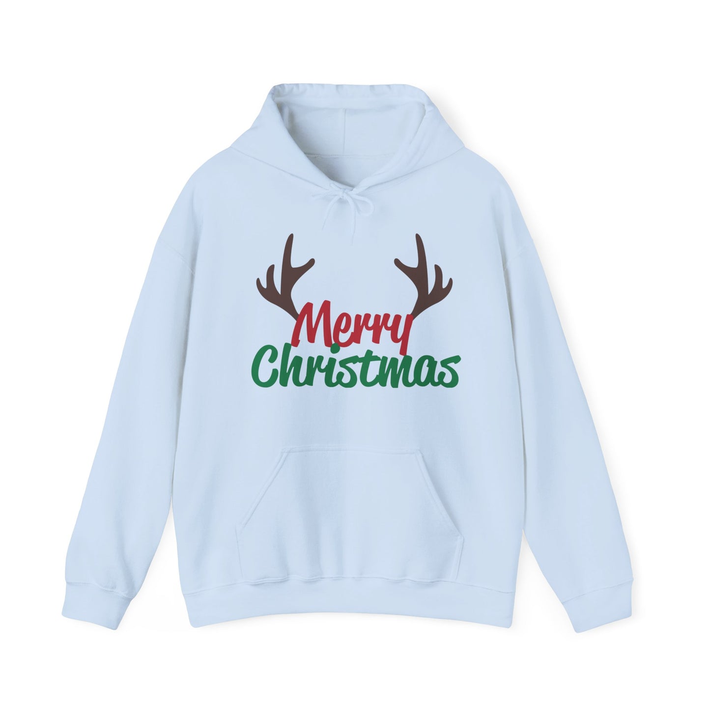 Christmas Unisex Hooded Sweatshirt - Merry Christmas Reindeer Antlers Design