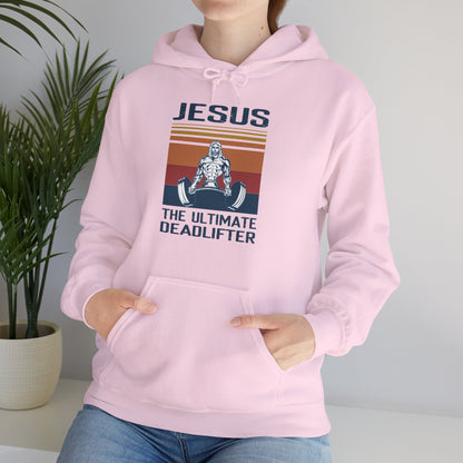 Christian Unisex Hooded Sweatshirt - Jesus The Ultimate Deadlifter Design