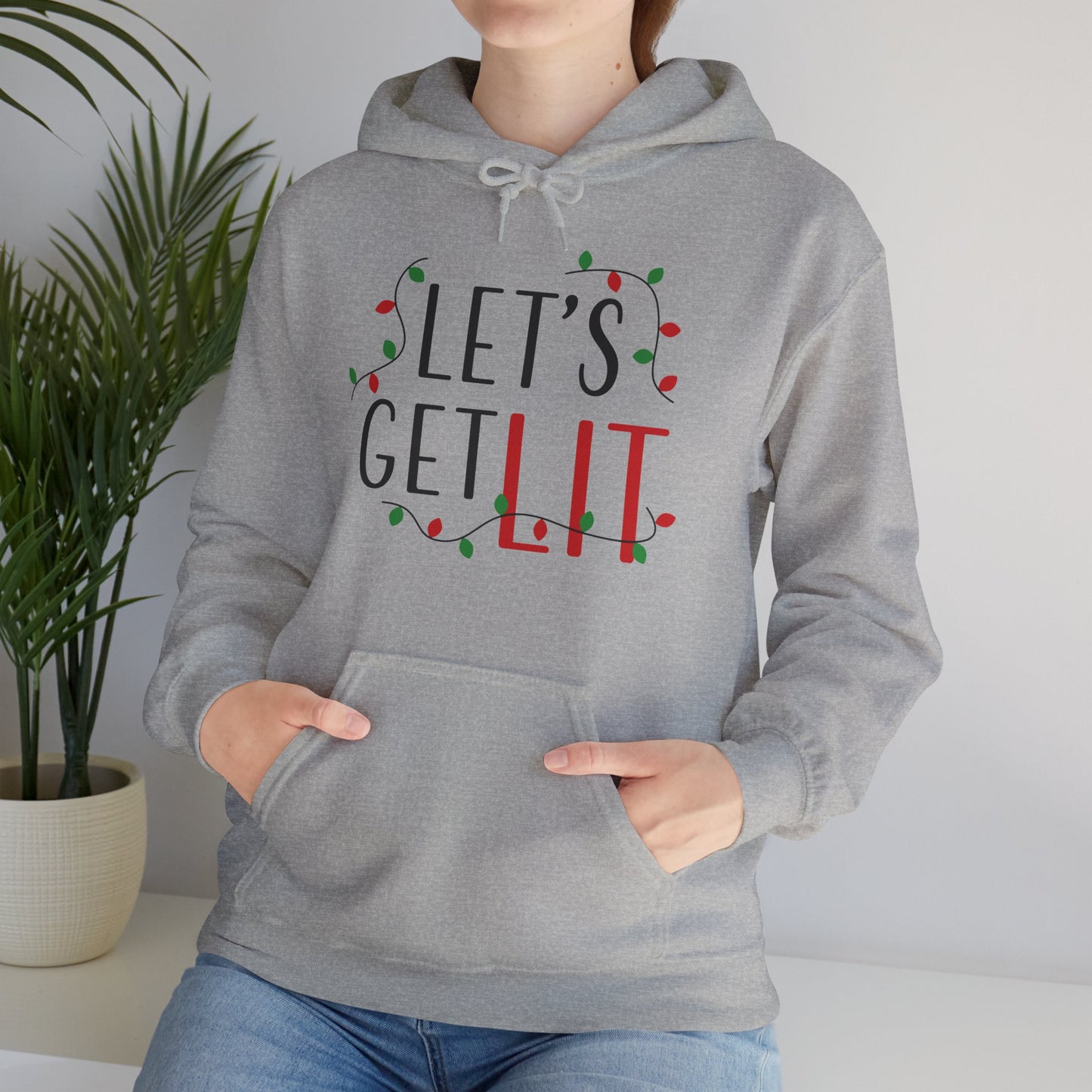 Christmas Unisex Hooded Sweatshirt - Let's Get Lit Design