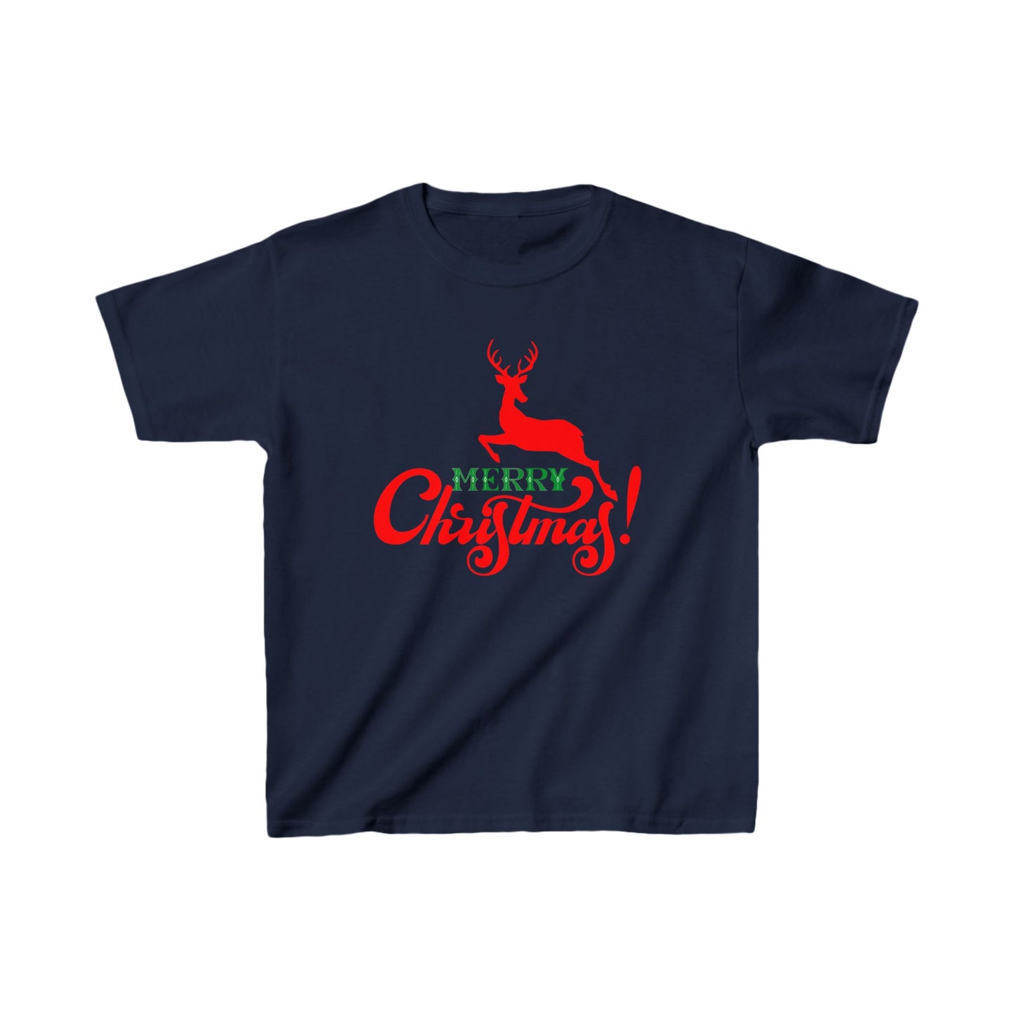 Christmas Unisex Kids T-Shirt - Merry Christmas Reindeer Design