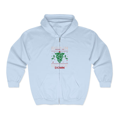 Christmas Unisex Full Zip Hooded Sweatshirt - Rockin Around The Upside Down Design