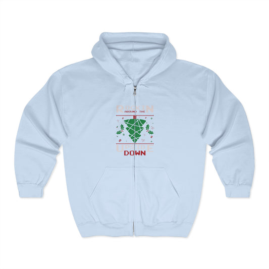 Christmas Unisex Full Zip Hooded Sweatshirt - Rockin Around The Upside Down Design