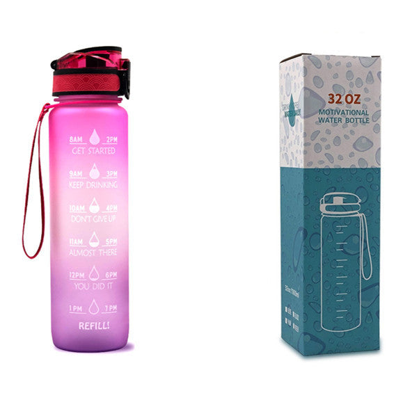 Hydrate Hourly Motivational Water Bottle - 1L Leakproof Tritan Bottle with Time Markers & Bounce Cover