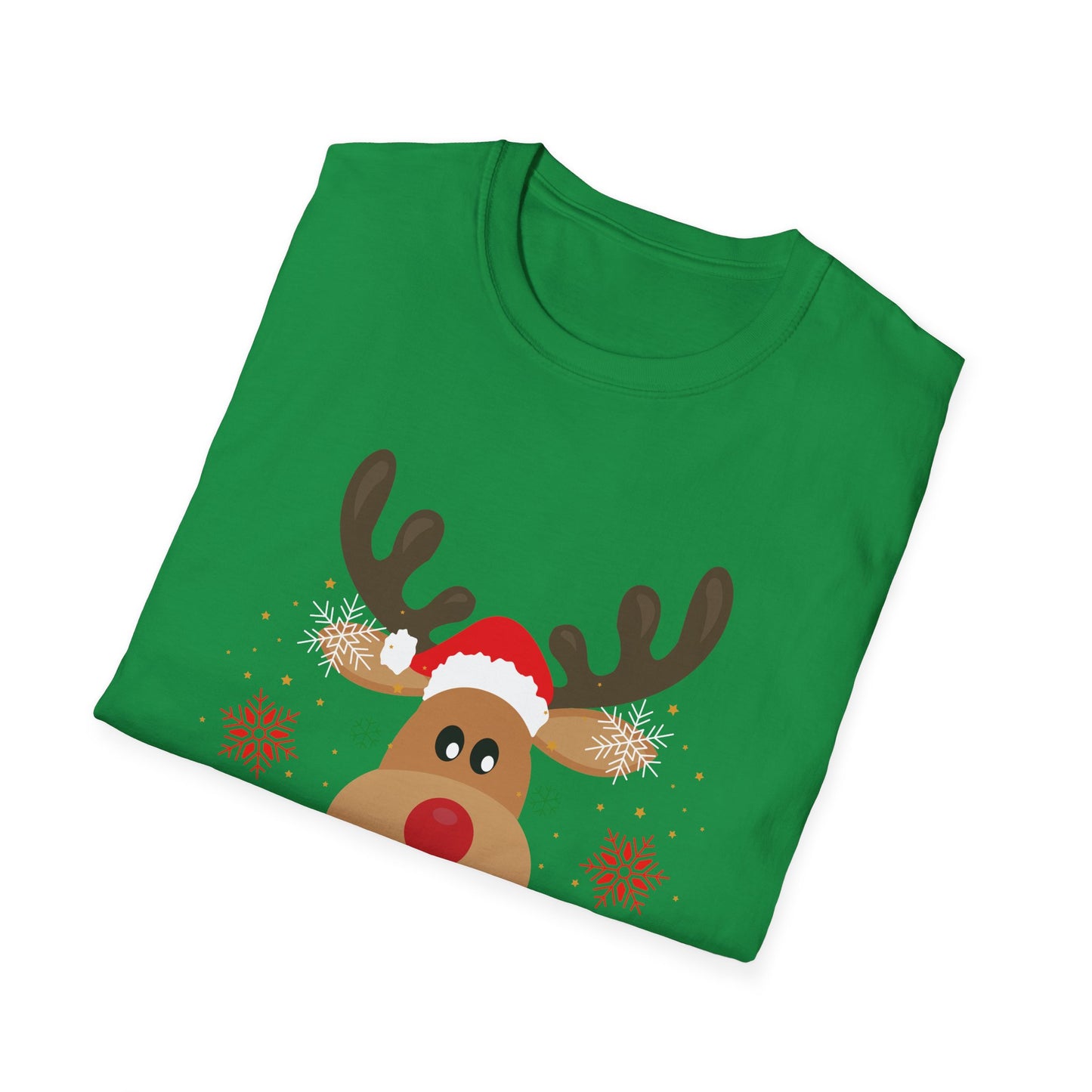 Christmas Unisex T-Shirt - Smiling Christmas Reindeer Design