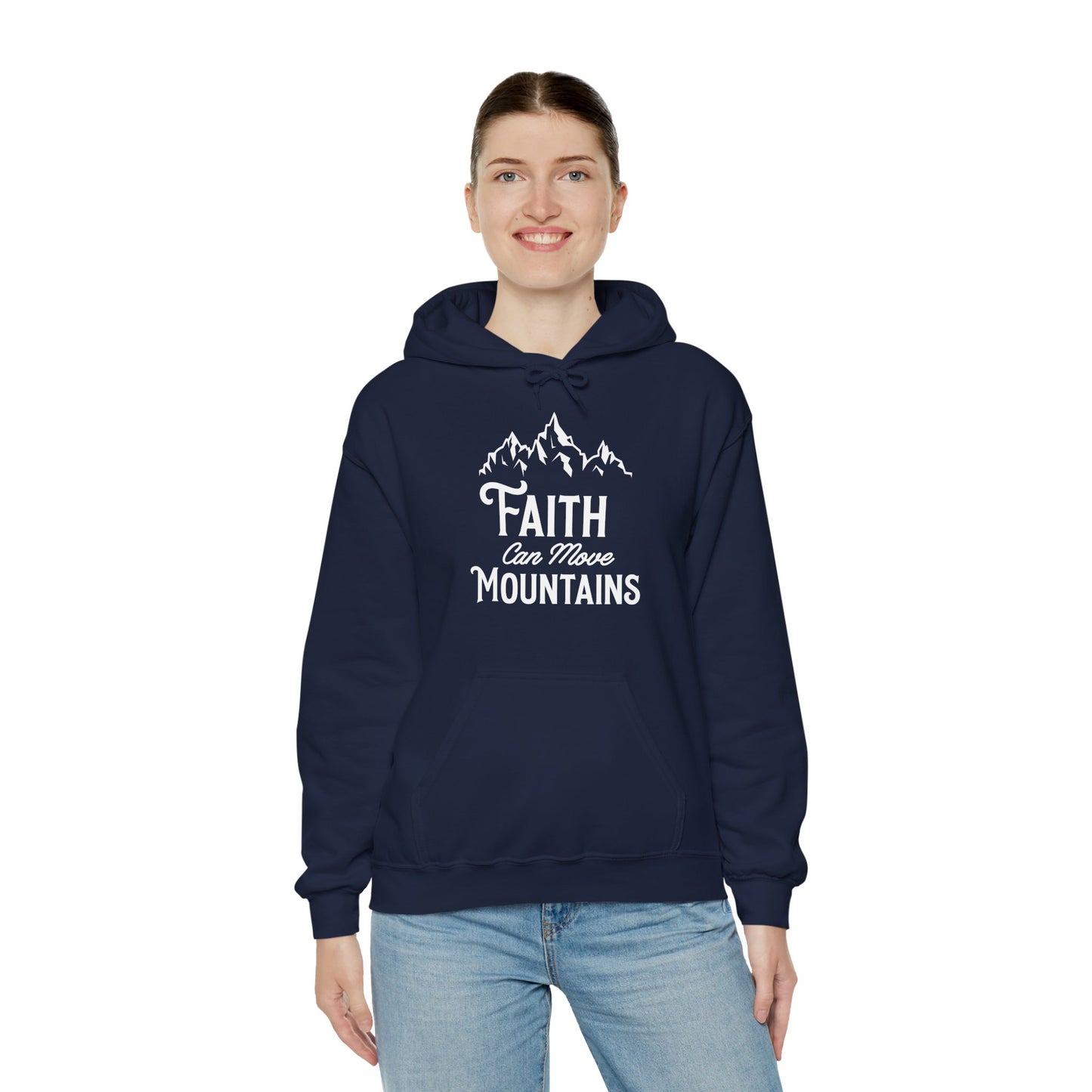 Christian Unisex Hooded Sweatshirt - Faith Can Move Mountains Design