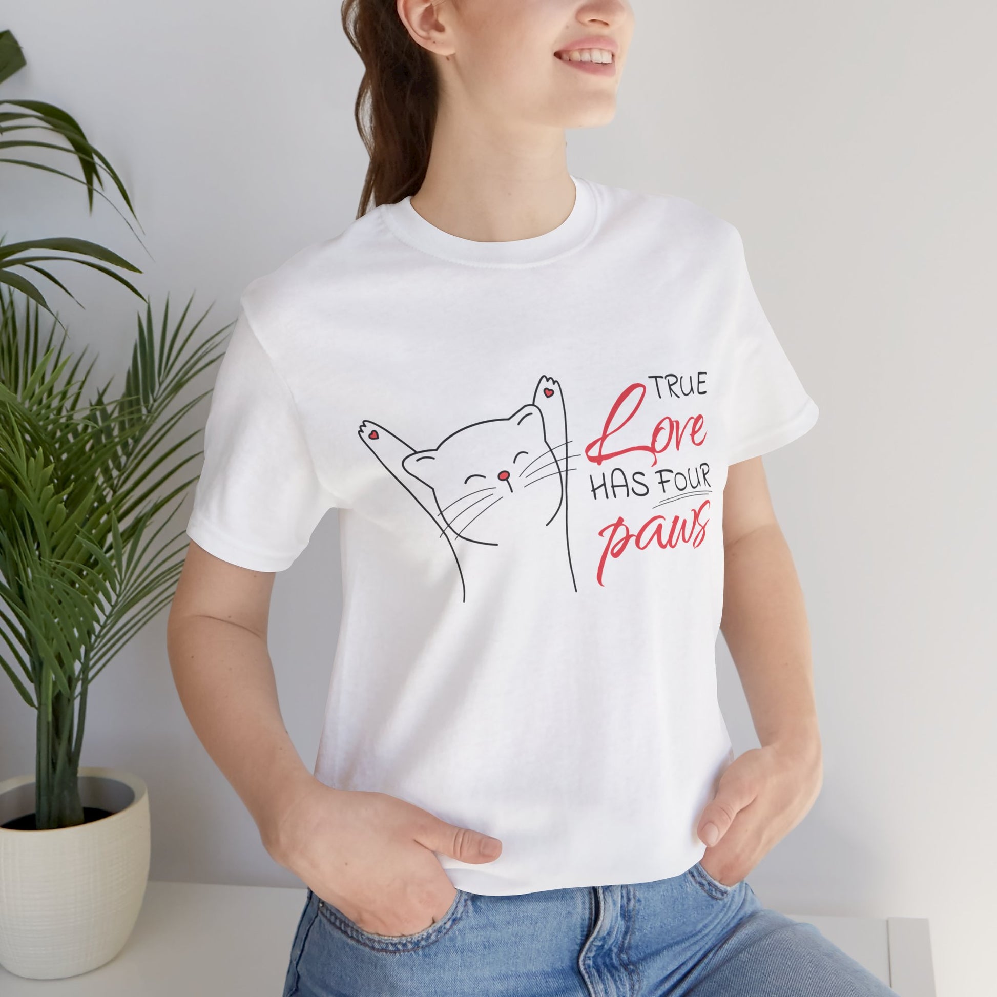 True Love Has Four Paws Valentine's Day Short Sleeve T-Shirt - Unisex - Motivational Treats