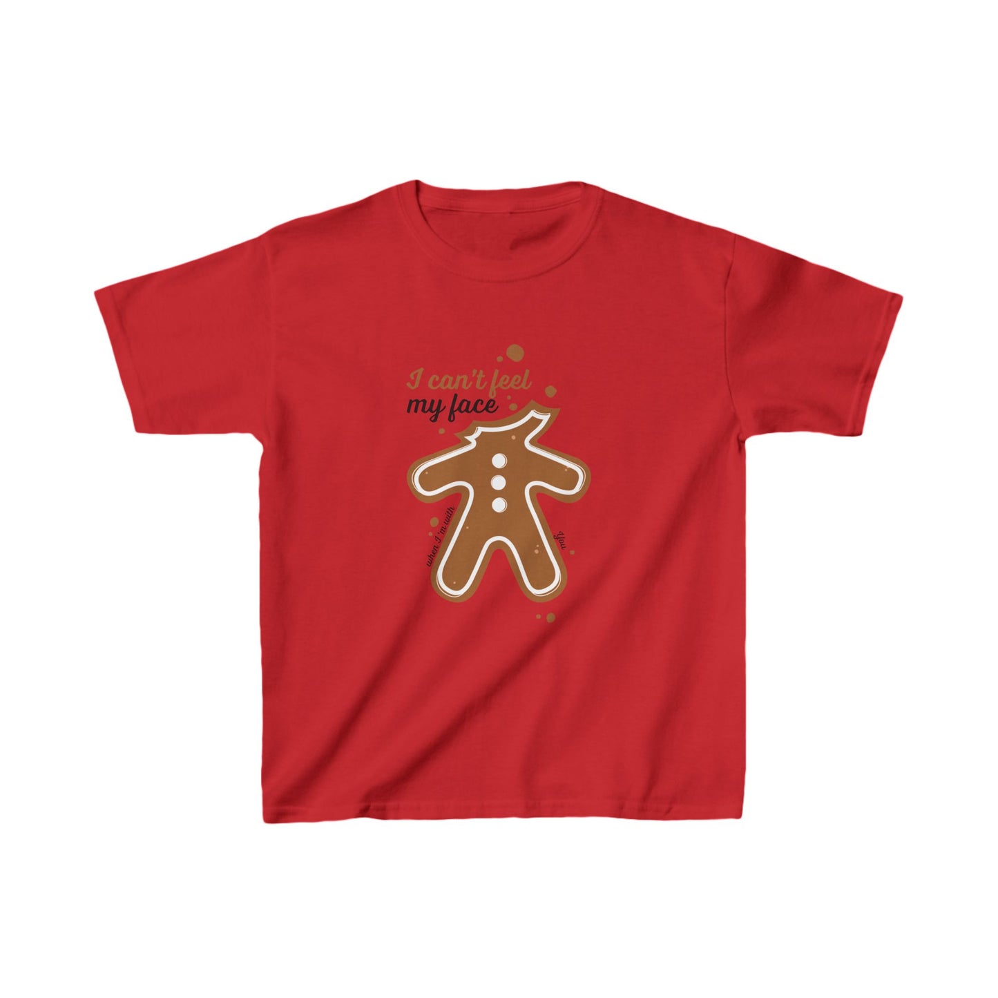 Christmas Unisex Kids T-Shirt - I Can't Feel My Face Gingerbread Man Design