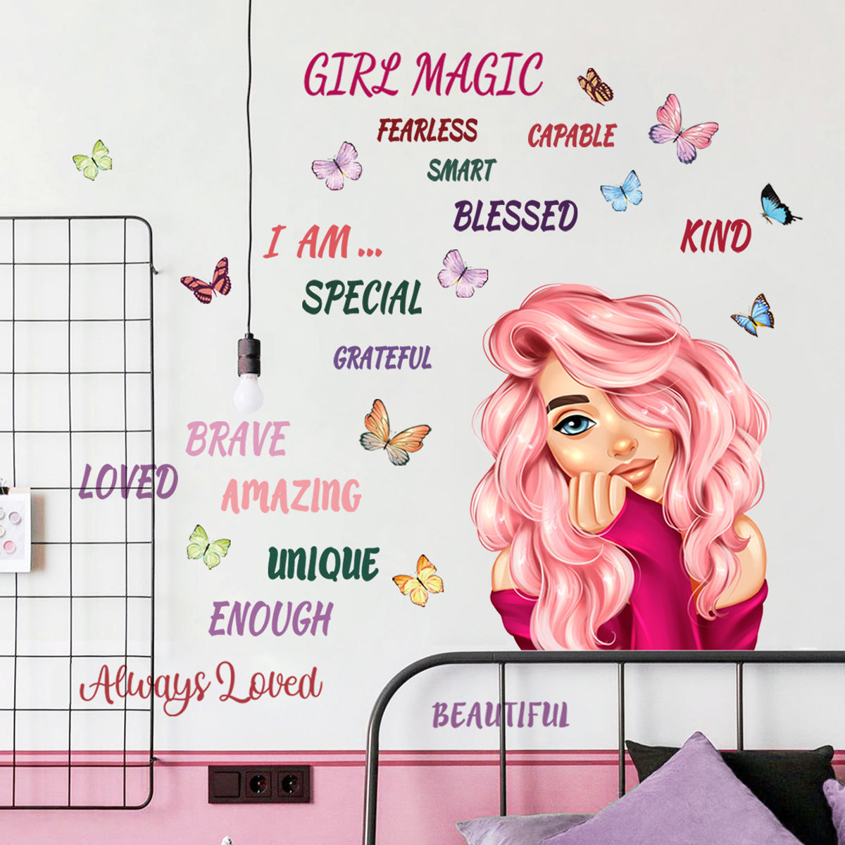 Empower Her Potential: "Girl Magic" Butterfly Wall Decal for Girls