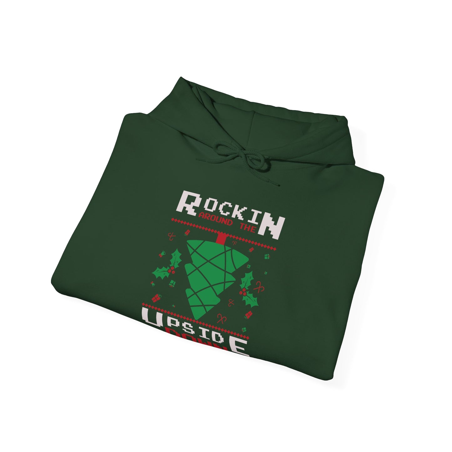 Christmas Unisex Hooded Sweatshirt - Rockin Around The Upside Down Design