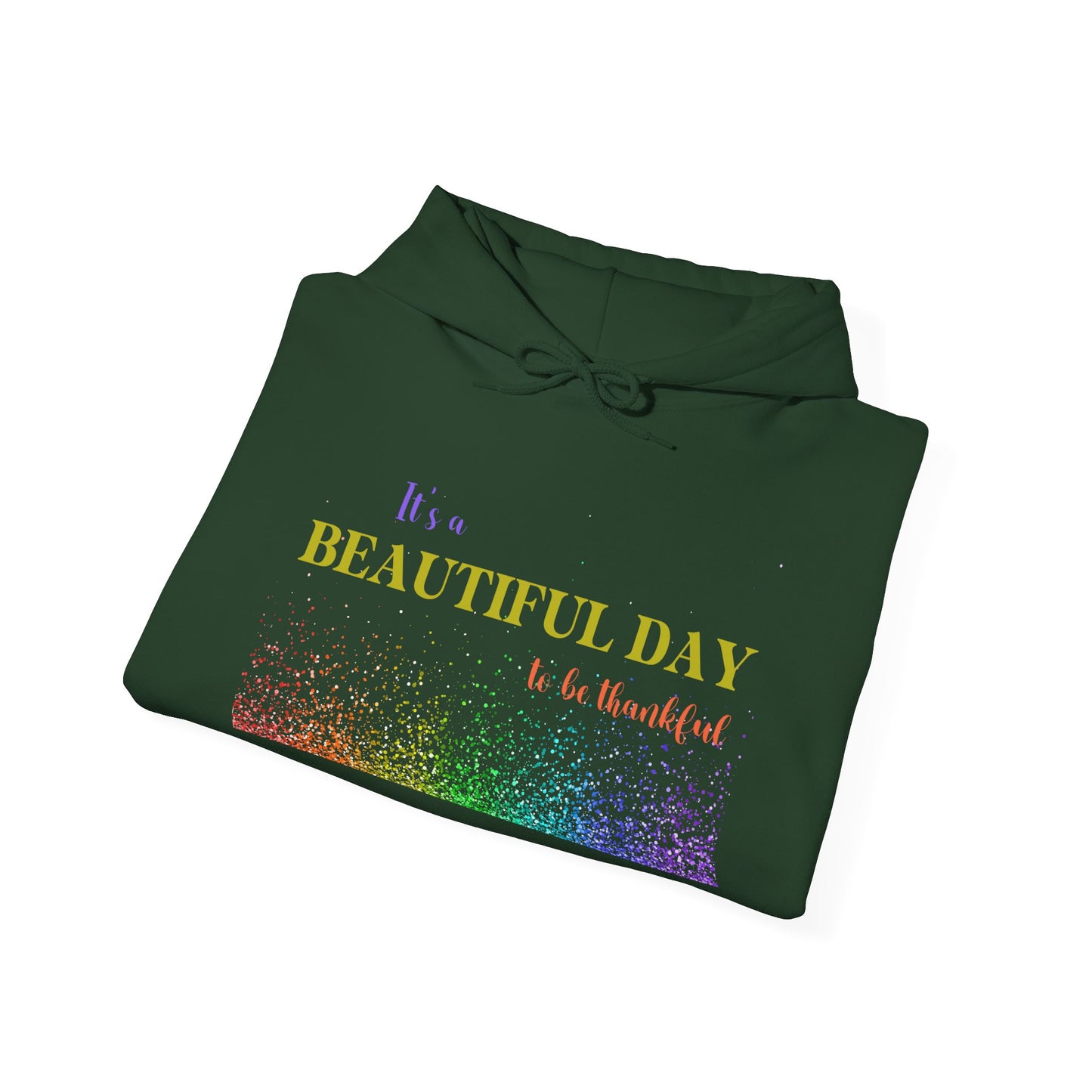 Christian Unisex Hooded Sweatshirt - It's A Beautiful Day To Be Thankful Design