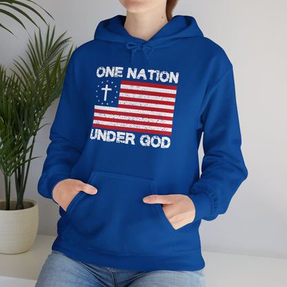 Christian Unisex Hooded Sweatshirt - One Nation Under God Design