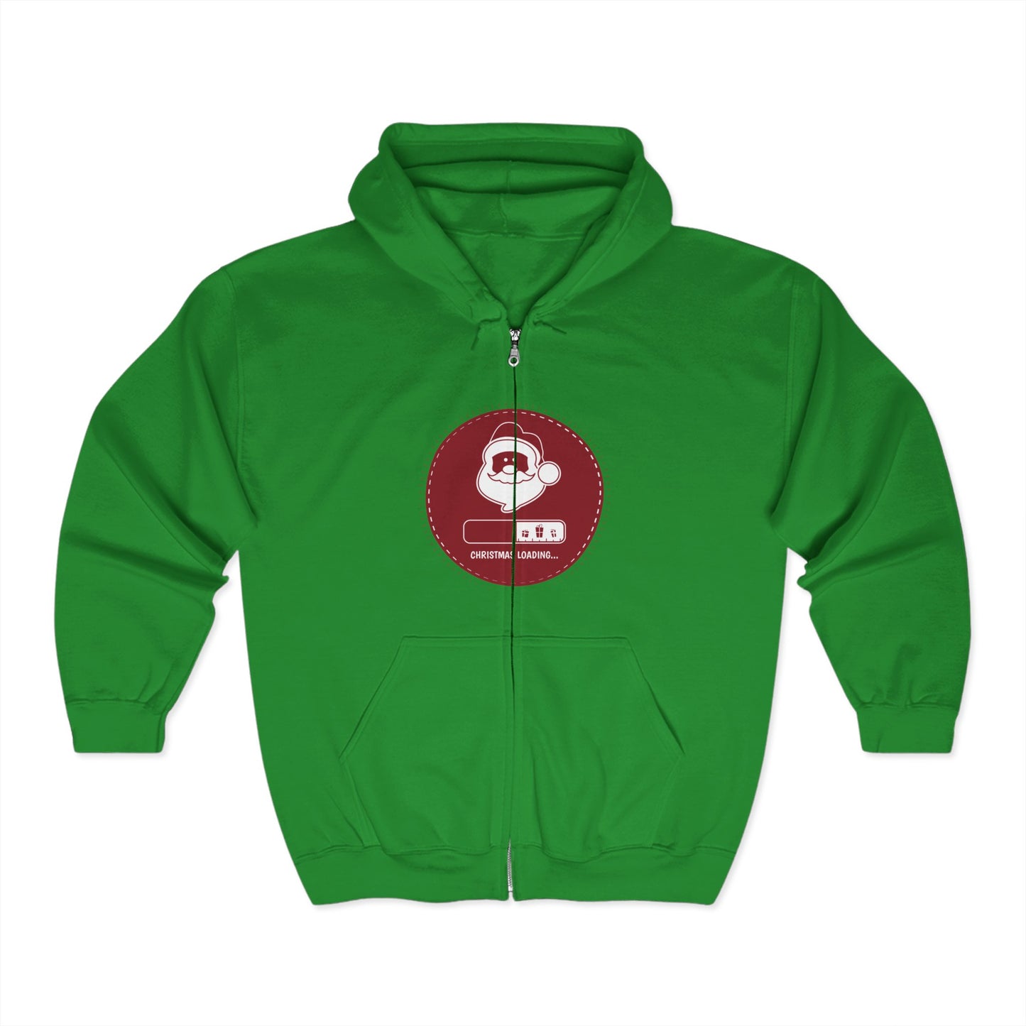 Christmas Unisex Full Zip Hooded Sweatshirt - Christmas Loading Design