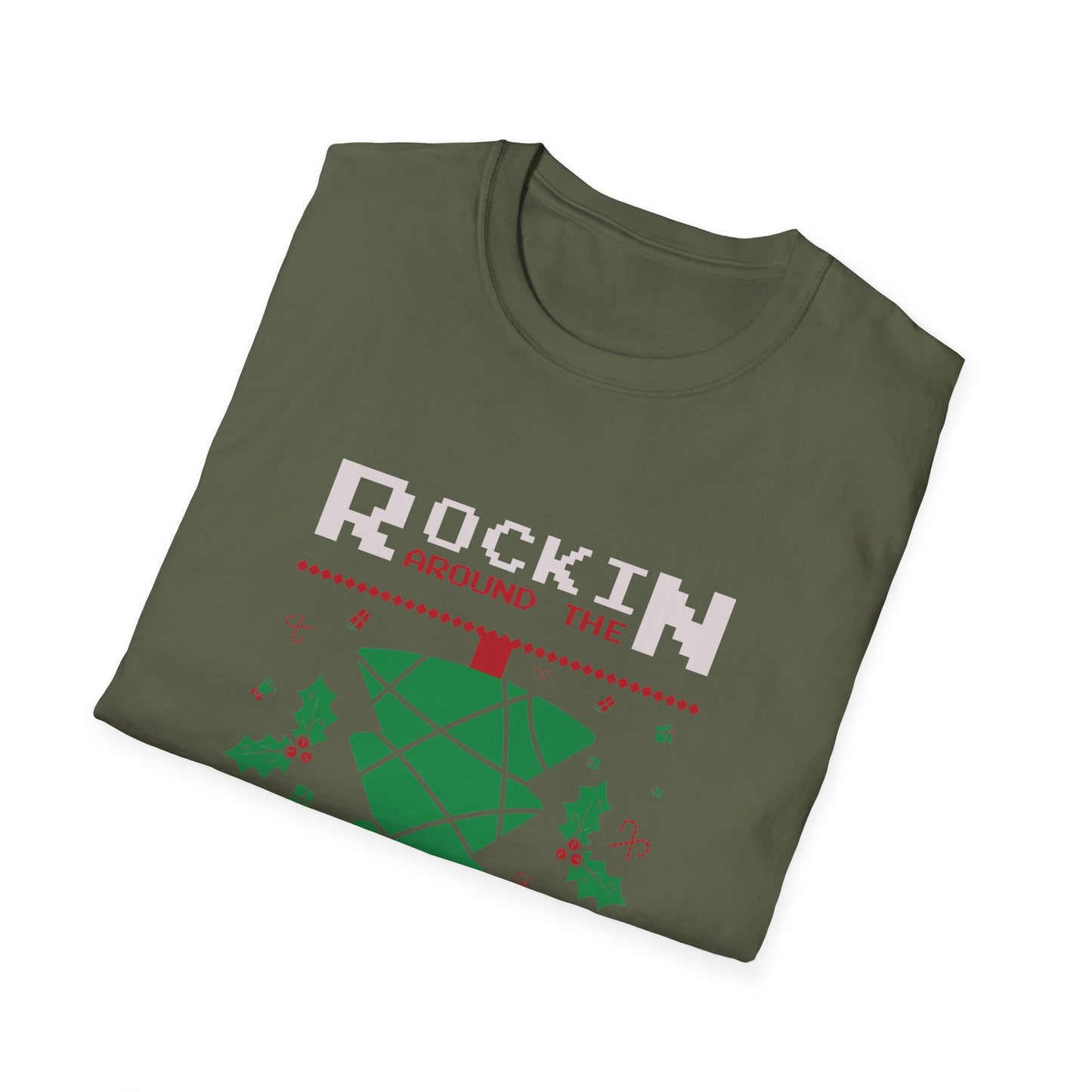 Christmas Unisex T-Shirt - Rockin Around The Upside Down Festive Color Design