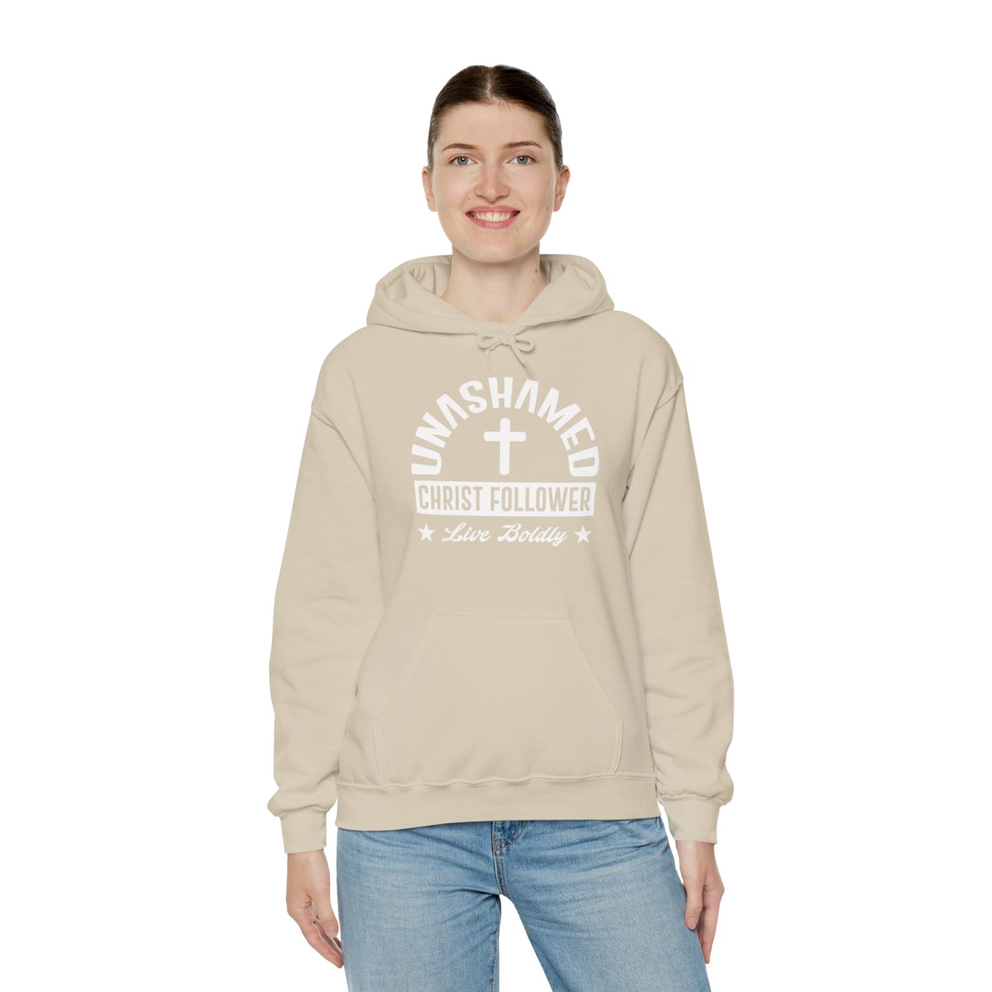 Christian Unisex Hooded Sweatshirt - Unashamed Christ Follower Design