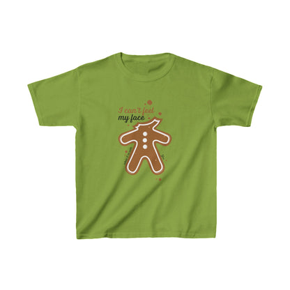 Christmas Unisex Kids T-Shirt - I Can't Feel My Face Gingerbread Man Design