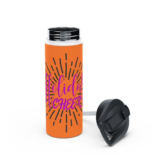 Stainless Steel Water Bottle, Standard Lid - Holiday Cheer Design with Crusta Background