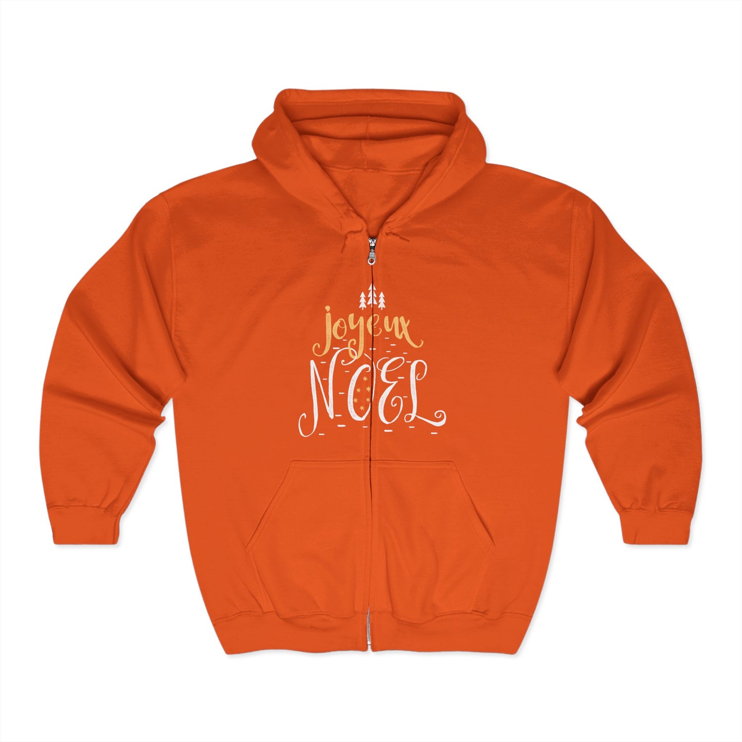 Christmas Unisex Full Zip Hooded Sweatshirt - Joyeux Noel Design