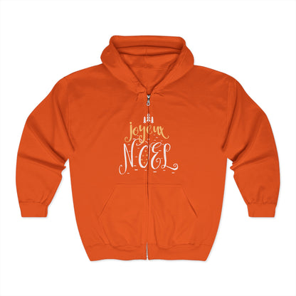Christmas Unisex Full Zip Hooded Sweatshirt - Joyeux Noel Design