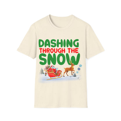 Christmas Unisex T-Shirt - Dashing Through the Snow Design