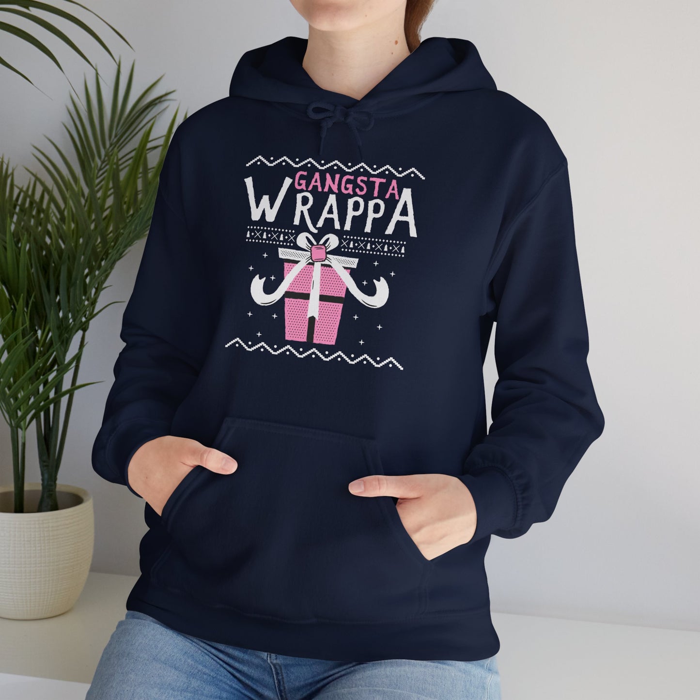 Christmas Unisex Hooded Sweatshirt - Gangsta Wrappa Design