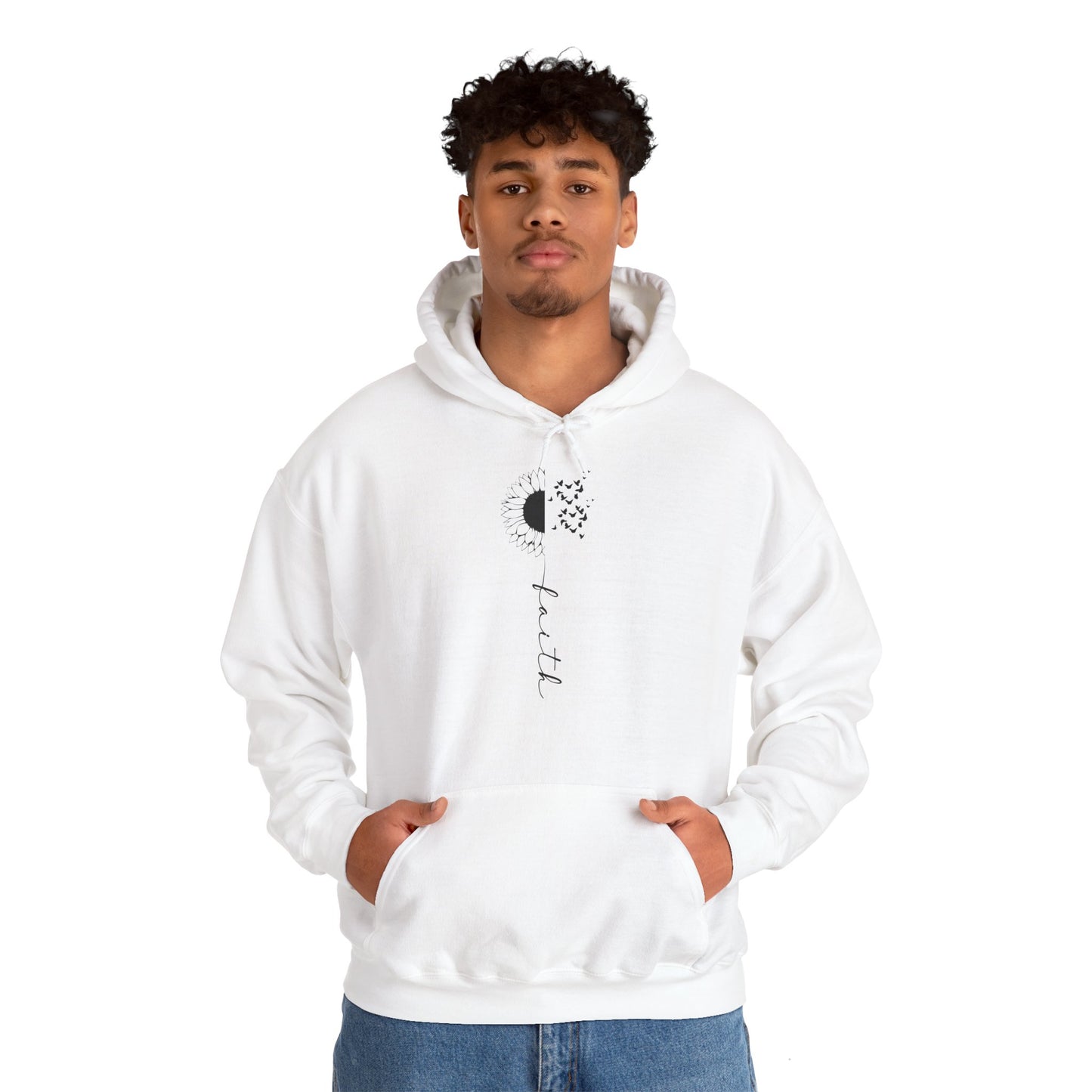 Christian Unisex Hooded Sweatshirt - Faith Sunflower Design