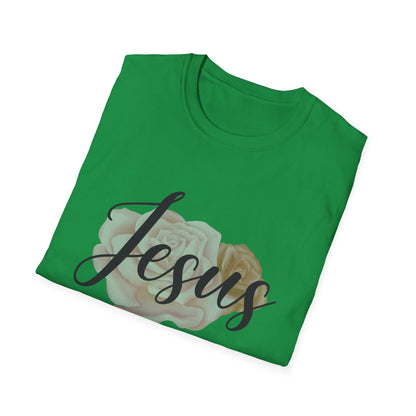 Christian Unisex T-Shirt - Jesus and Rose Design