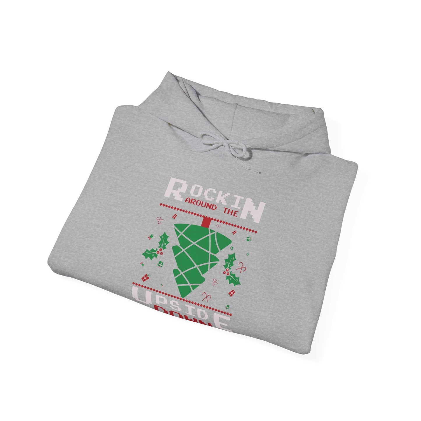 Christmas Unisex Hooded Sweatshirt - Rockin Around The Upside Down Design