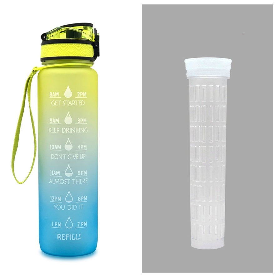 Hydrate Hourly Motivational Water Bottle - 1L Leakproof Tritan Bottle with Time Markers & Bounce Cover