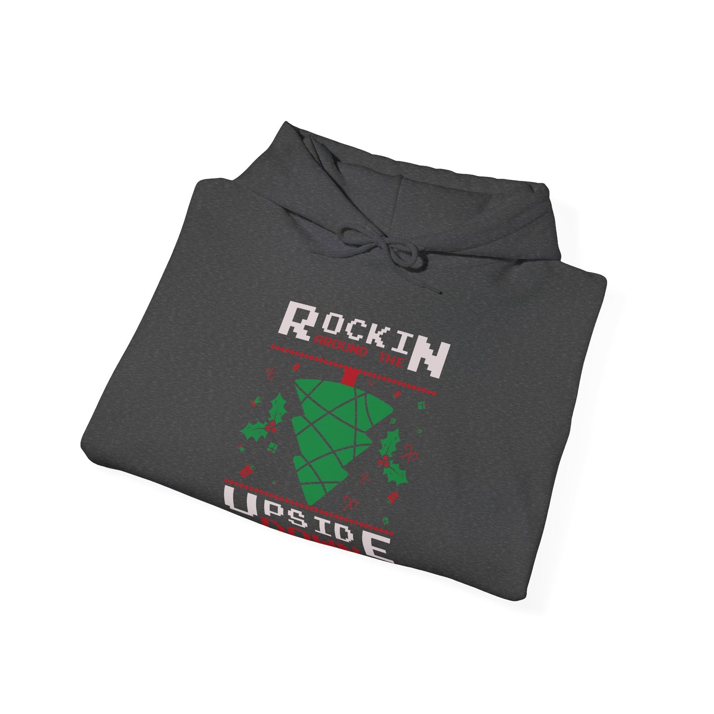 Christmas Unisex Hooded Sweatshirt - Rockin Around The Upside Down Design