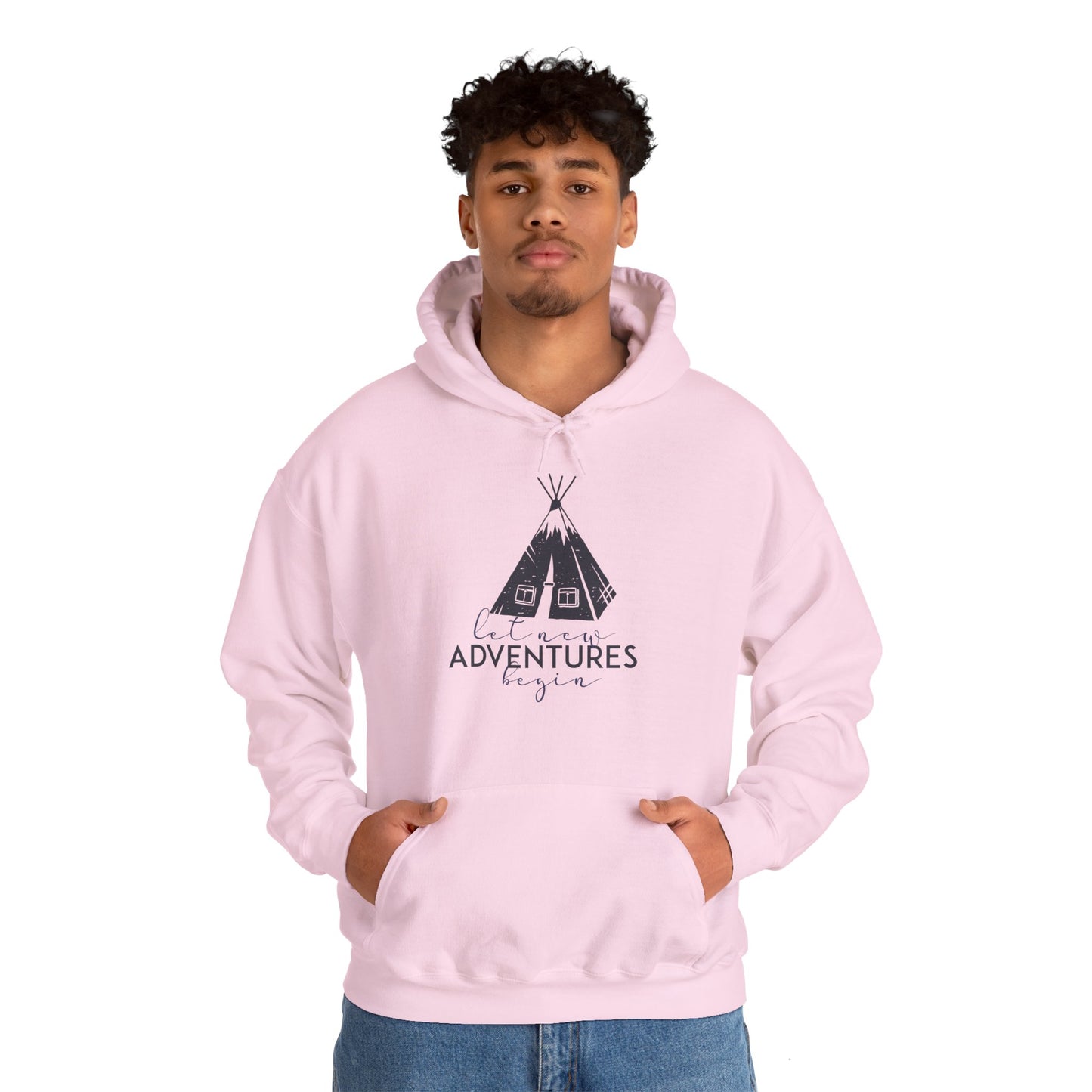 Motivational Unisex Hooded Sweatshirt - Let New Adventures Begin Design