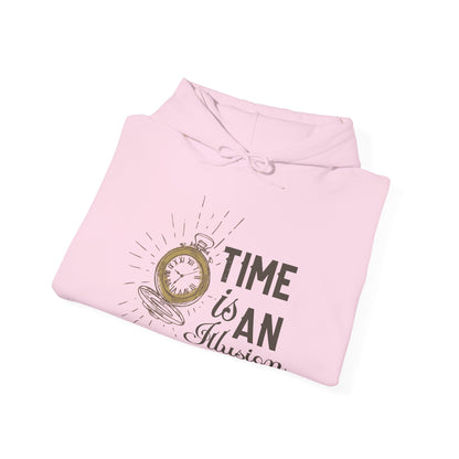 Motivational Unisex Hooded Sweatshirt - Time Is An Illusion Design