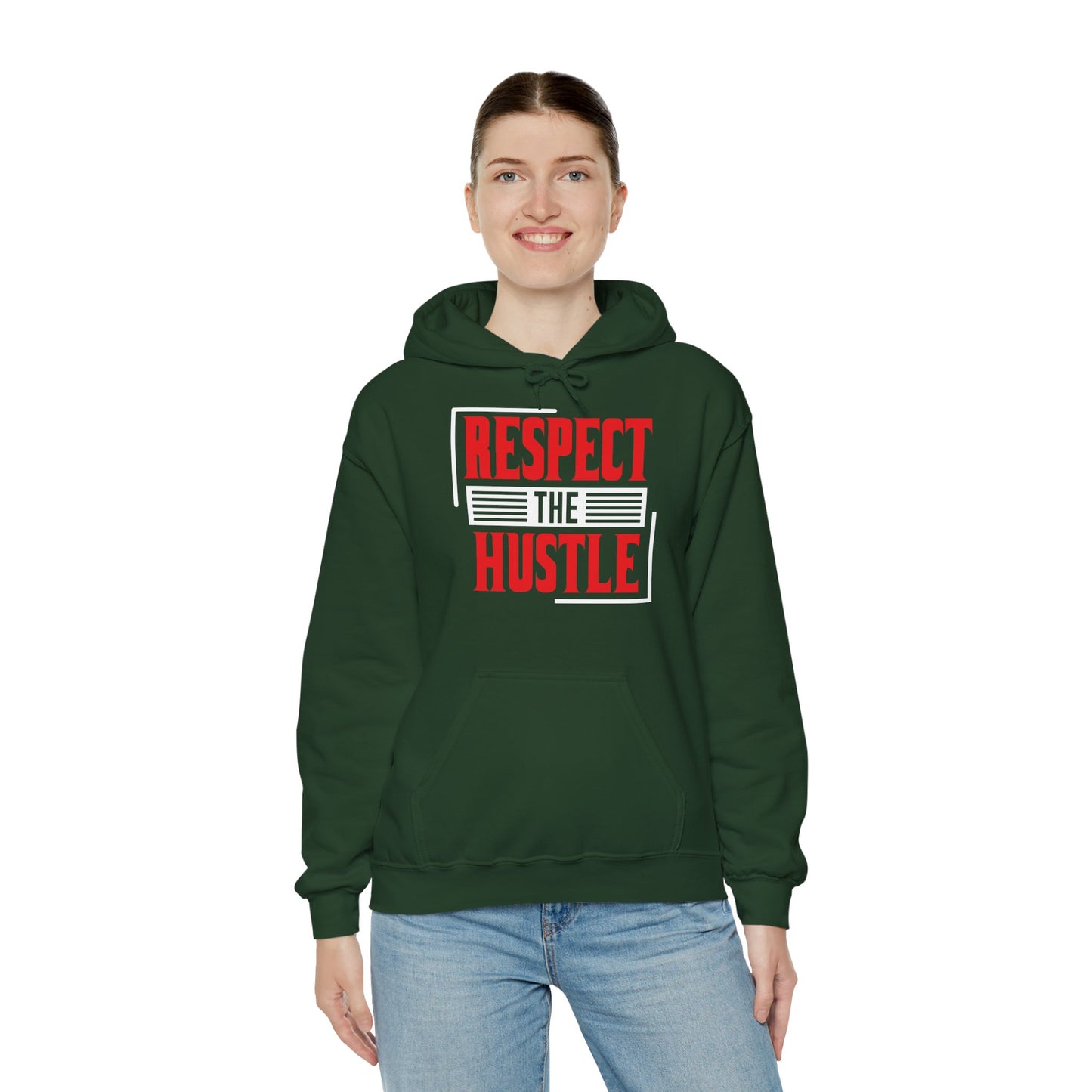 Motivational Unisex Hooded Sweatshirt - Respect The Hustle Design