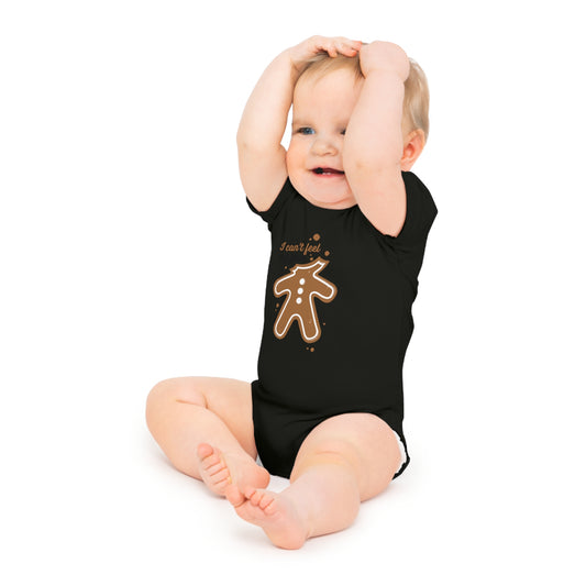 Christmas Baby Bodysuit - I Can't Feel My Face Gingerbread Man Design