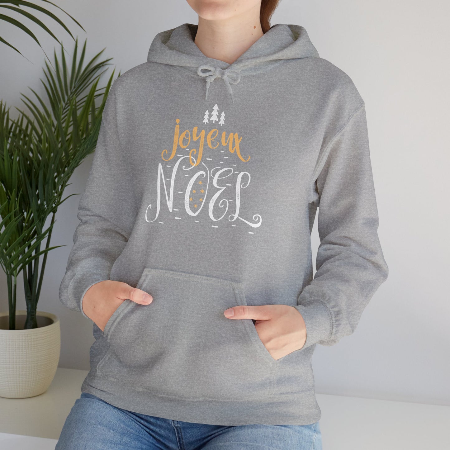 Christmas Unisex Hooded Sweatshirt - Joyeux Noel Design