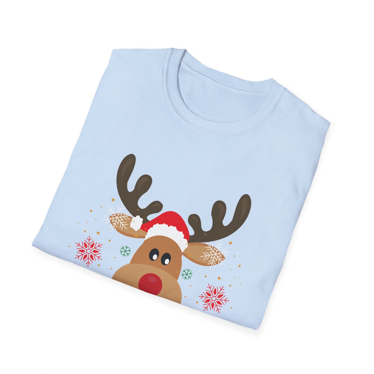 Christmas Unisex T-Shirt - Smiling Christmas Reindeer Design