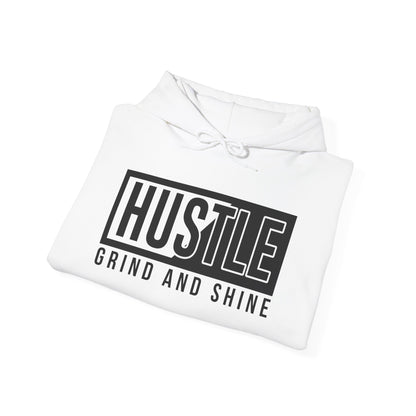 Motivational Unisex Hooded Sweatshirt - Hustle Grind and Shine Design