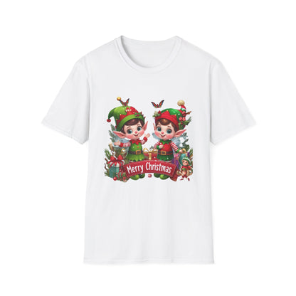 Christmas Unisex T-Shirt - Twin Xmas Elves Design